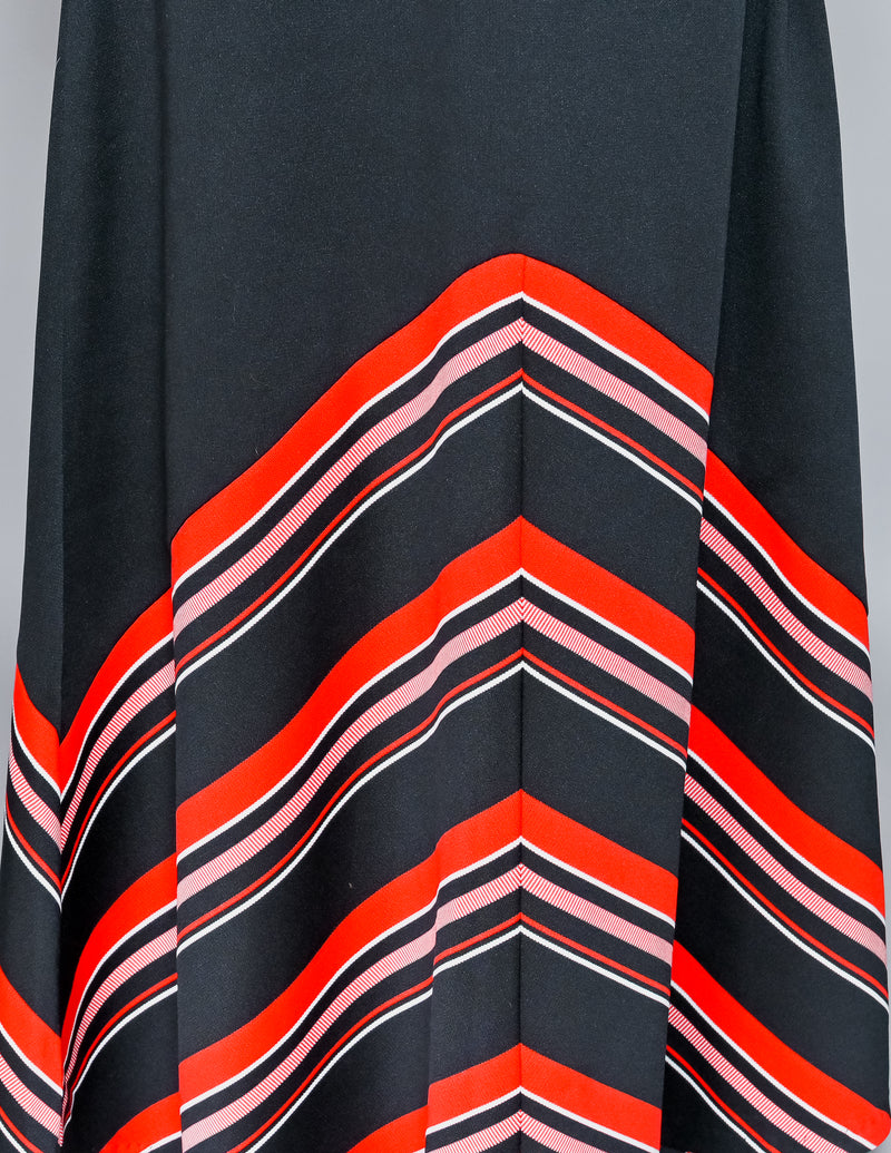 VINTAGE Black Striped Knit Sleeveless Maxi Dress (S)