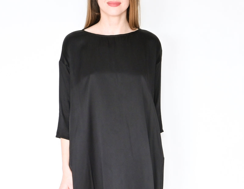 CREATURES OF COMFORT Black Silk Shift Dress (2)