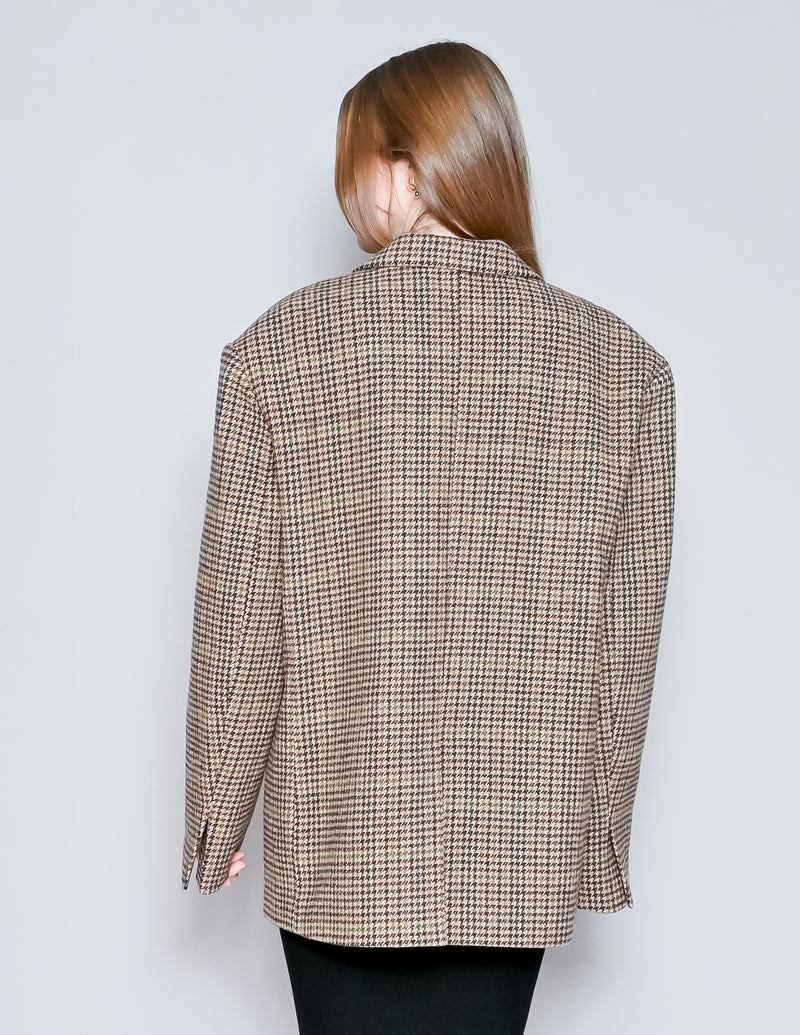 FILIPPA HAGG Brown Houndstooth Oversized Blazer NWT (M)