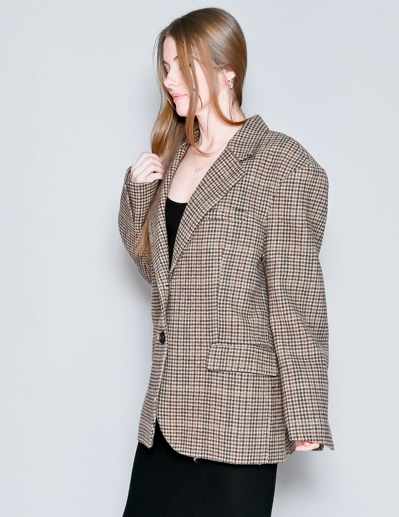 FILIPPA HAGG Brown Houndstooth Oversized Blazer NWT (M)