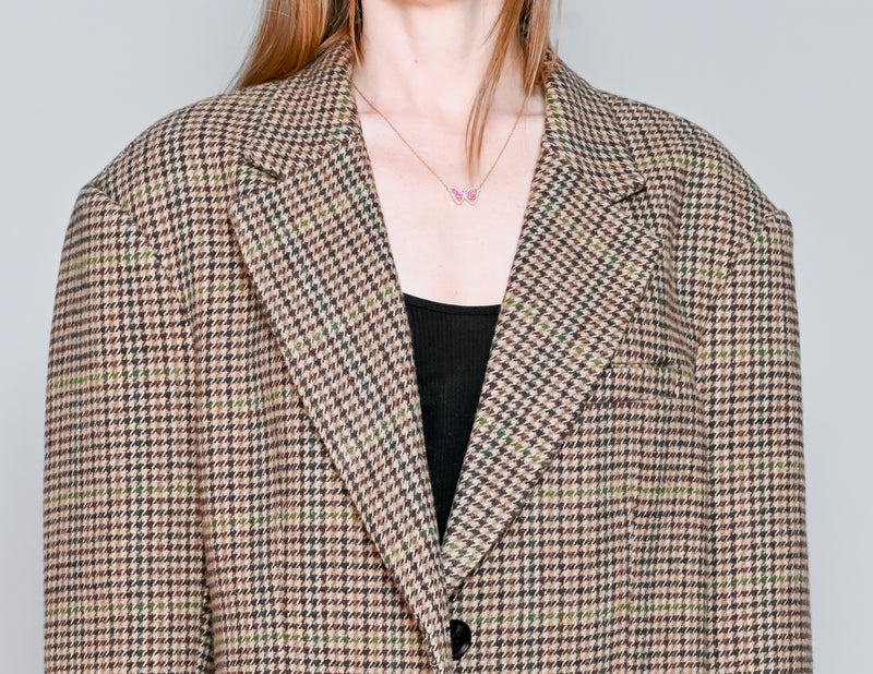 FILIPPA HAGG Brown Houndstooth Oversized Blazer NWT (M)