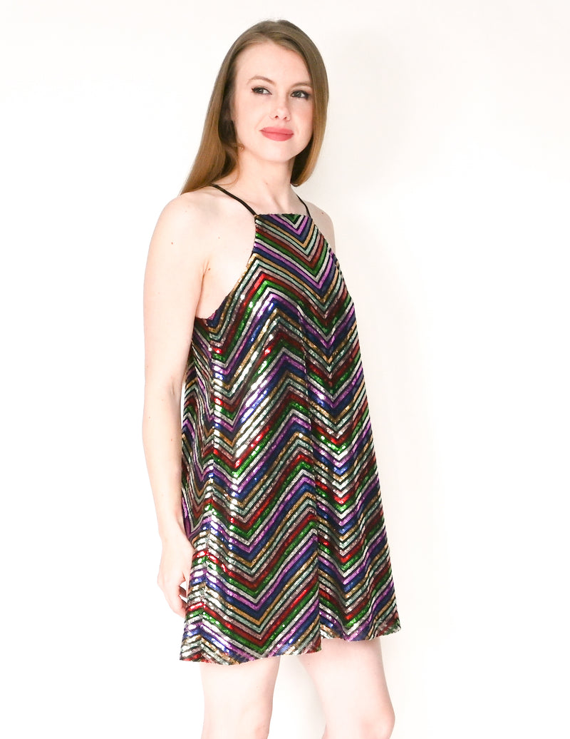 AMANDA UPRICHARD Halette Sequin Shift Mini Dress (Size S)
