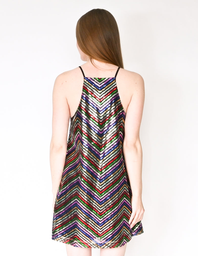 AMANDA UPRICHARD Halette Sequin Shift Mini Dress (Size S)