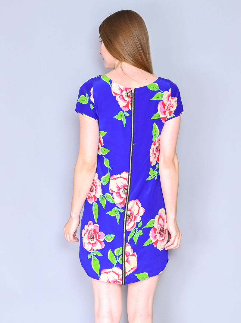 YUMI KIM Blue Floral Silk Elana Dress (Size S)