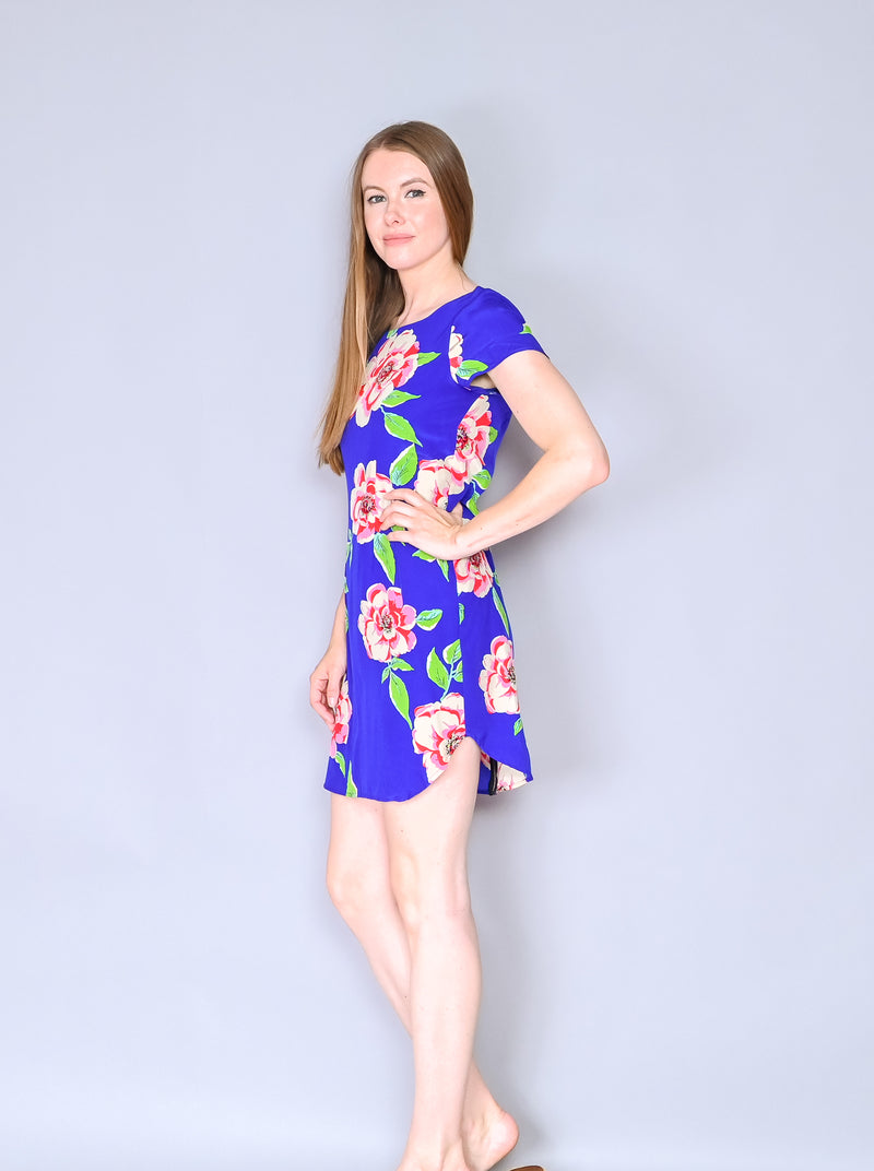 YUMI KIM Blue Floral Silk Elana Dress (Size S)