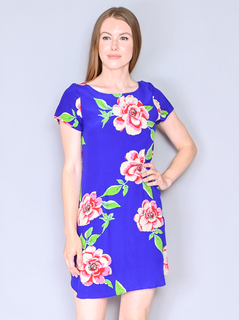 YUMI KIM Blue Floral Silk Elana Dress (Size S)