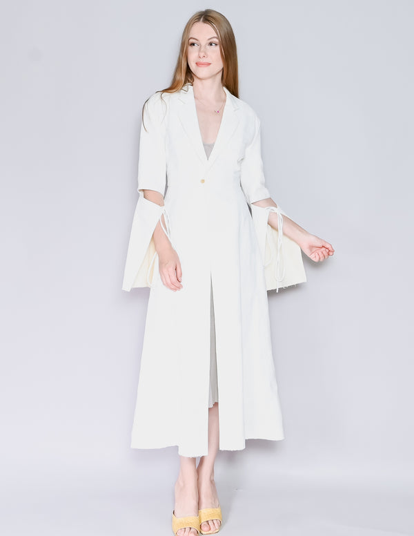 LOEWE White Jacquard Tie-Cut Sleeve Panel Coat (2)