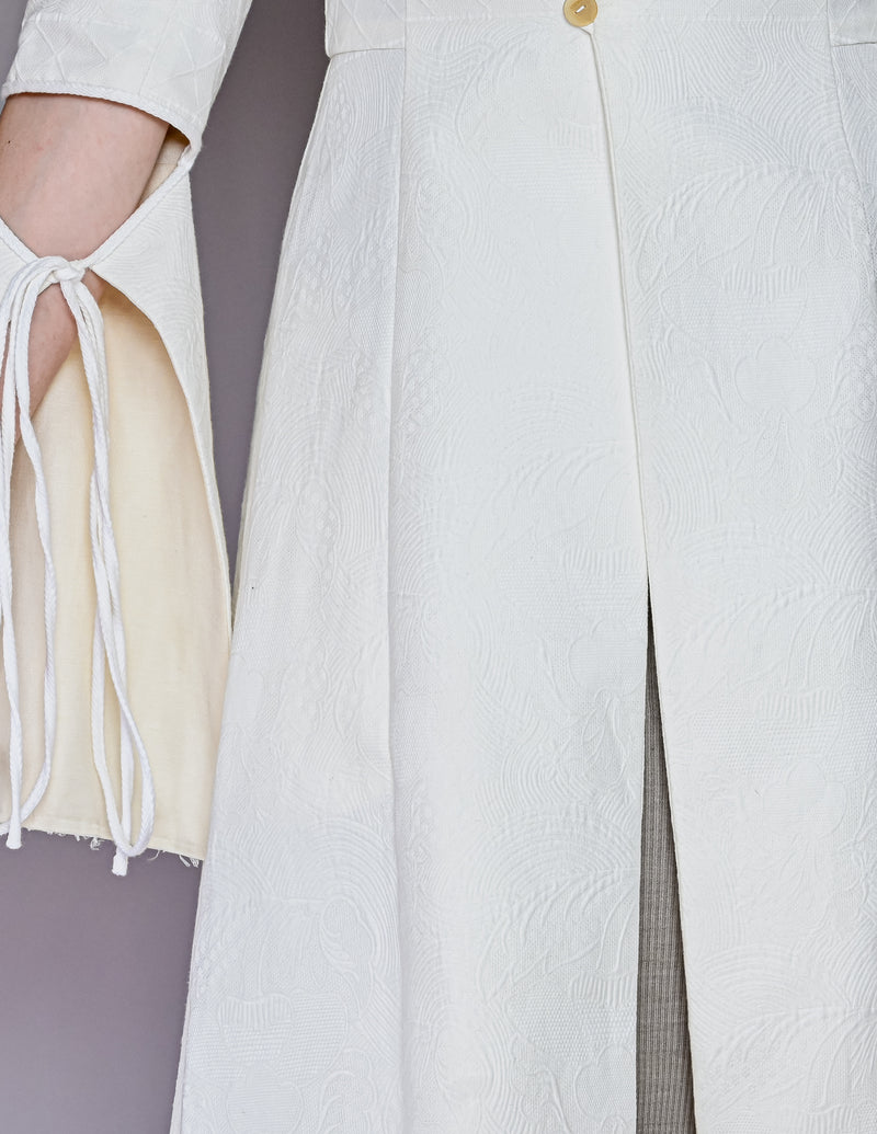 LOEWE White Jacquard Tie-Cut Sleeve Panel Coat (2)