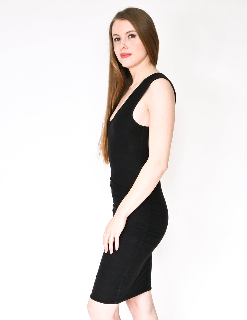 JAMES PERSE STANDARD Black Ruched Mini Dress (Size XS)