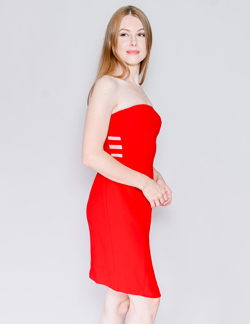 AMANDA UPRICHARD Red Strapless Cutout Dress (S)