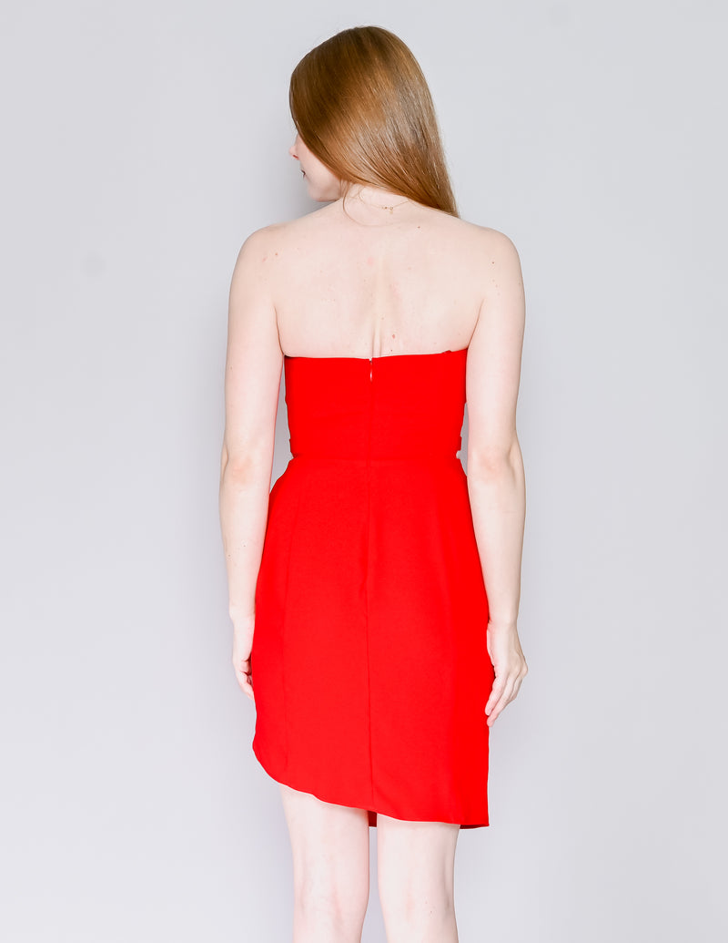 AMANDA UPRICHARD Red Strapless Cutout Dress (S)