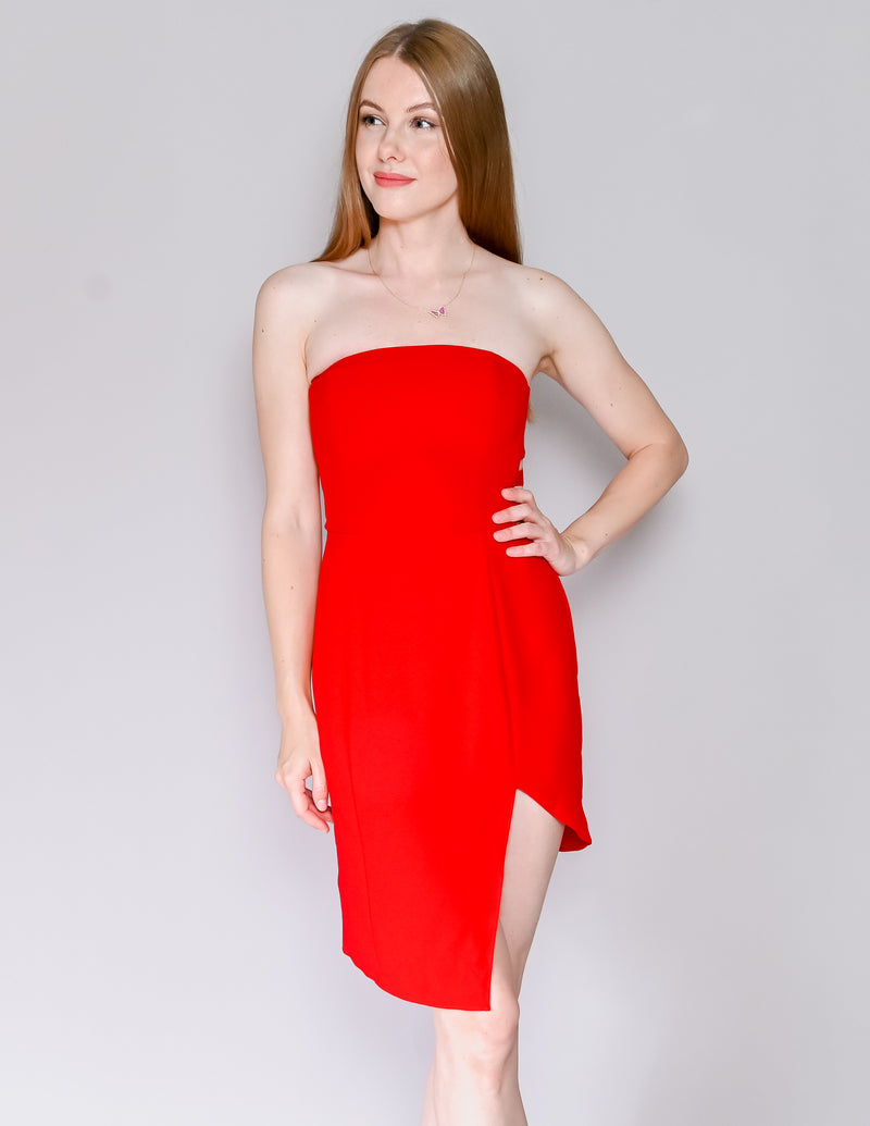 AMANDA UPRICHARD Red Strapless Cutout Dress (S)