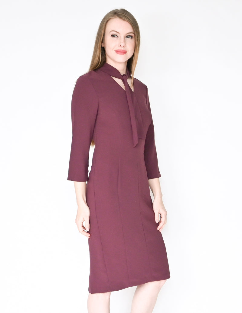 AMANDA UPRICHARD Purple Neck-Tie Crepe Reid Dress (Size S)