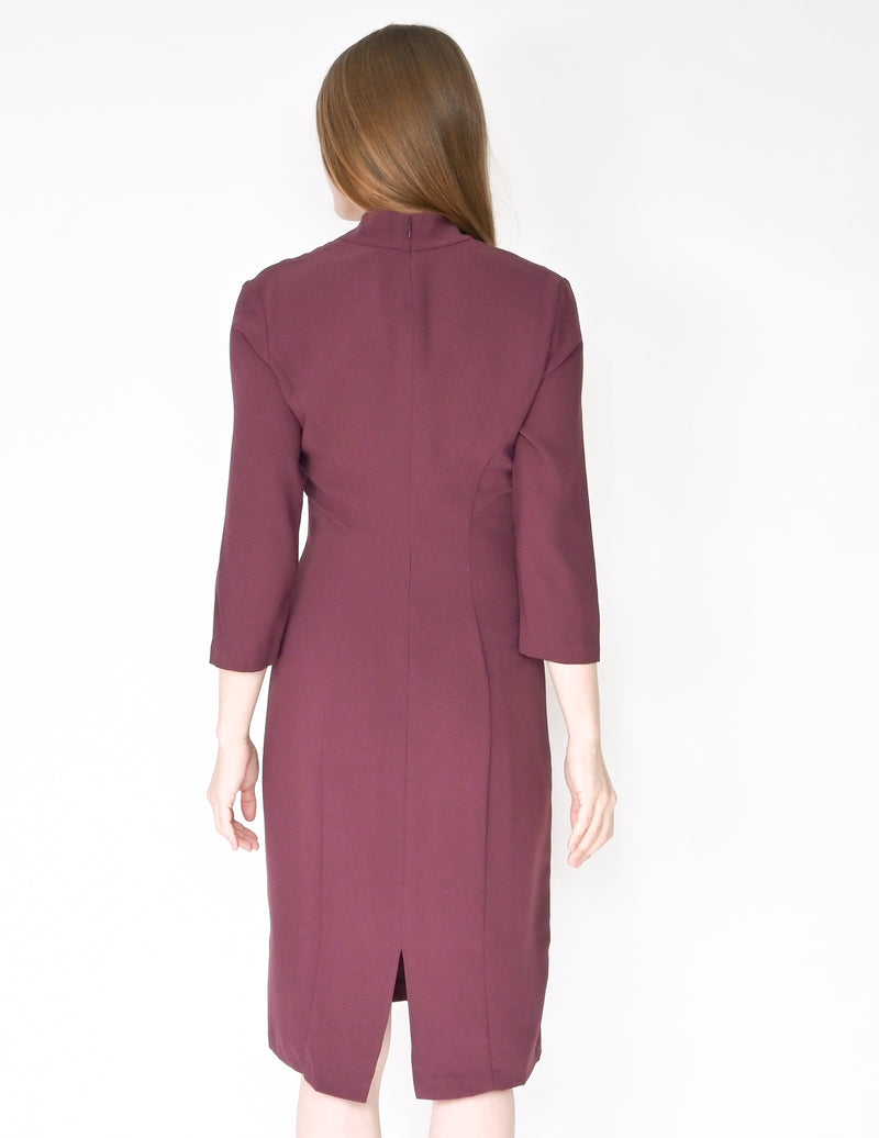 AMANDA UPRICHARD Purple Neck-Tie Crepe Reid Dress (Size S)