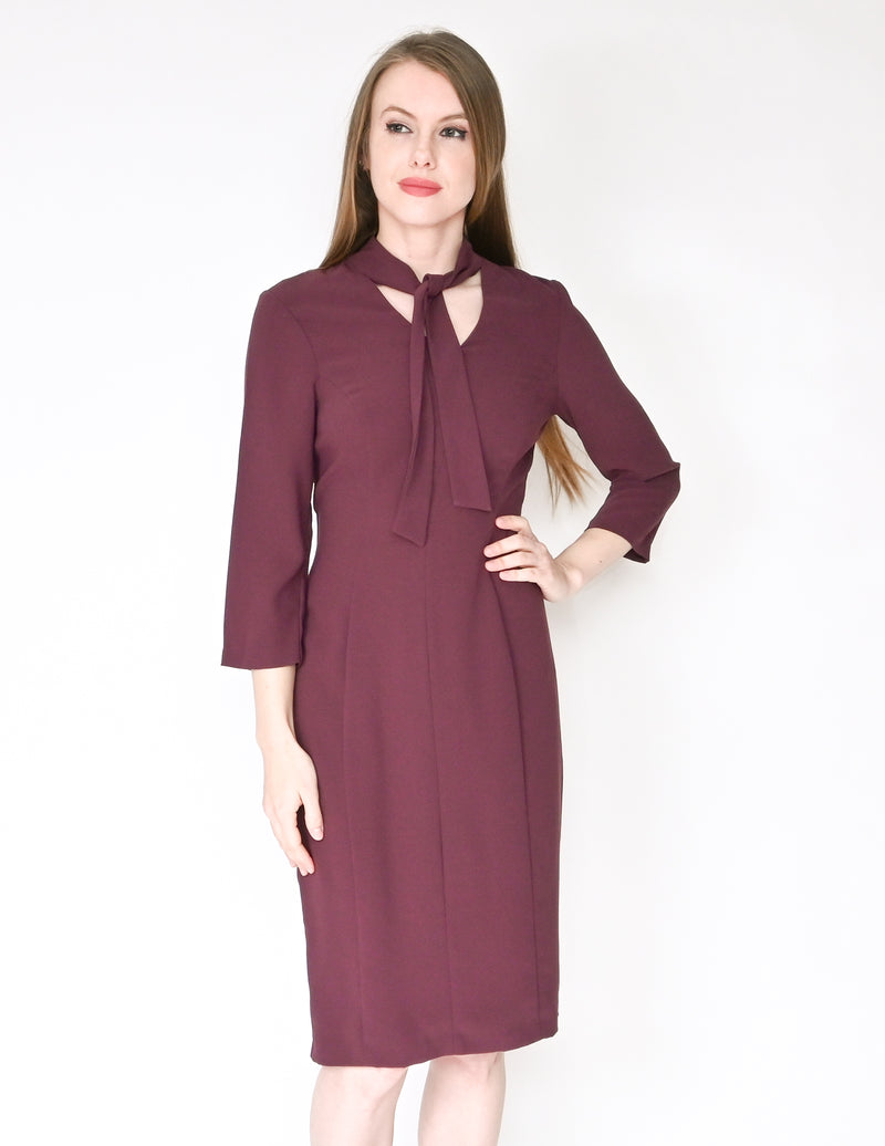 AMANDA UPRICHARD Purple Neck-Tie Crepe Reid Dress (Size S)