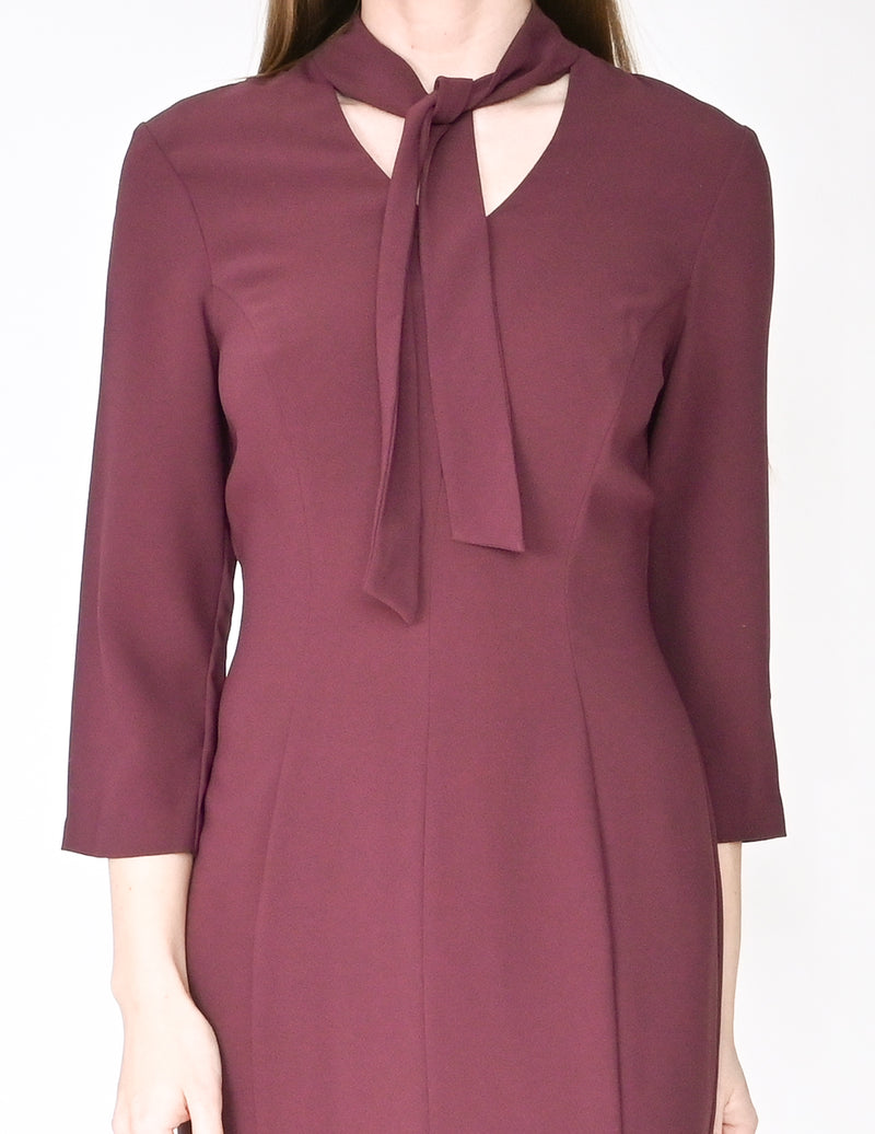 AMANDA UPRICHARD Purple Neck-Tie Crepe Reid Dress (Size S)