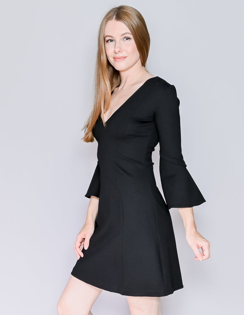 AMANDA UPRICHARD Black Bell-Sleeve Mini Dress NWT (S)