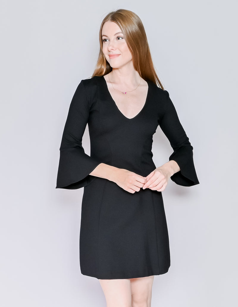 AMANDA UPRICHARD Black Bell-Sleeve Mini Dress NWT (S)