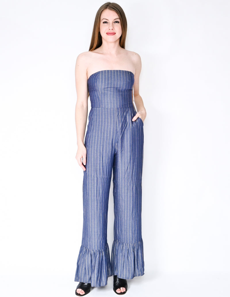 AMANDA UPRICHARD Metallic Striped Ebony Jumpsuit (Size S)