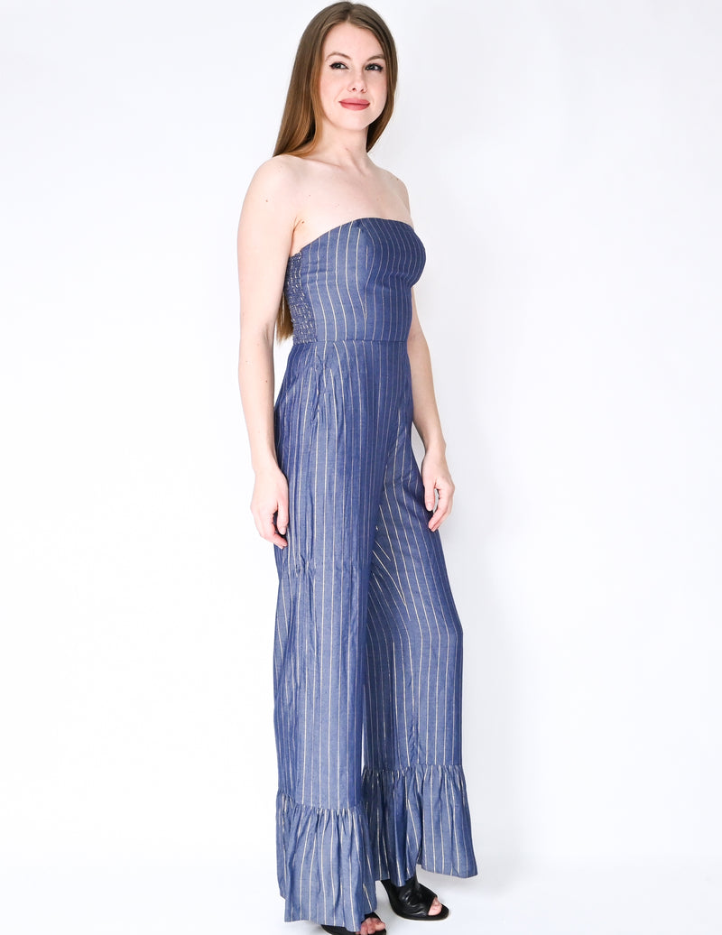 AMANDA UPRICHARD Metallic Striped Ebony Jumpsuit (Size S)