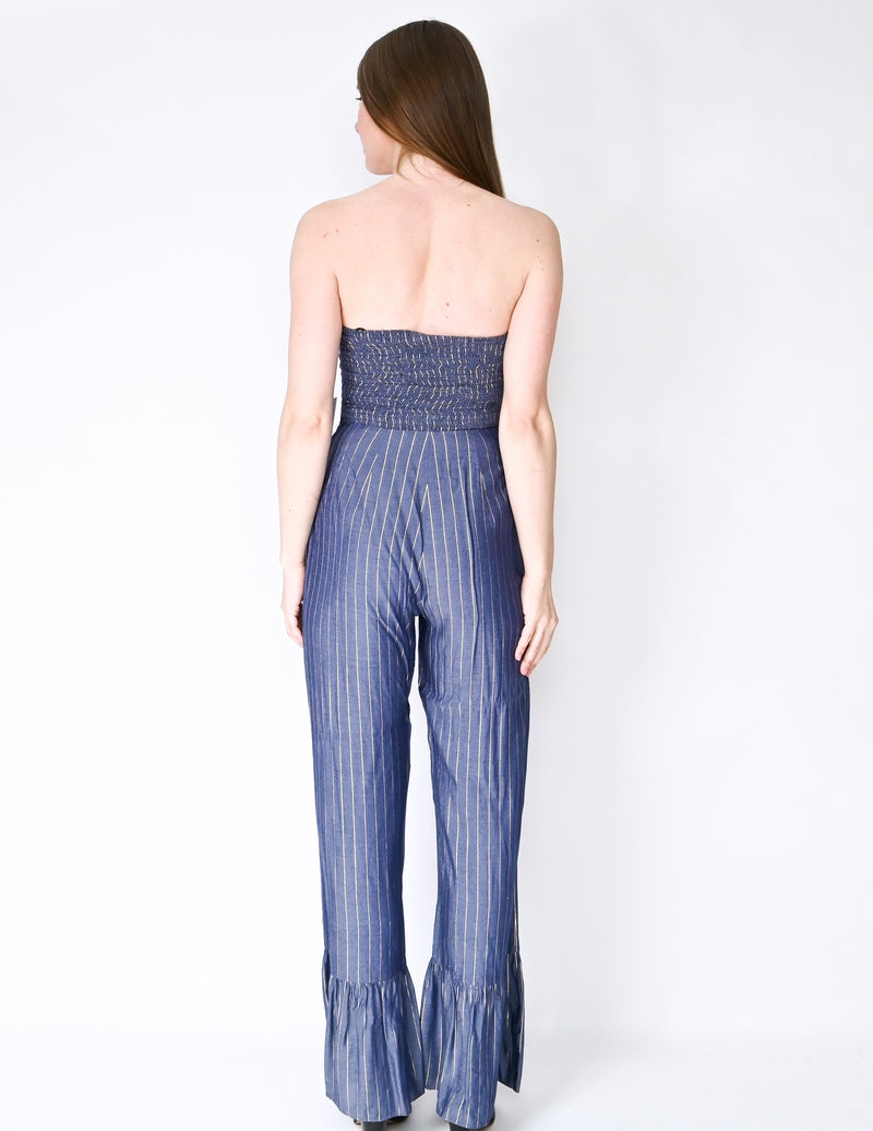 AMANDA UPRICHARD Metallic Striped Ebony Jumpsuit (Size S)