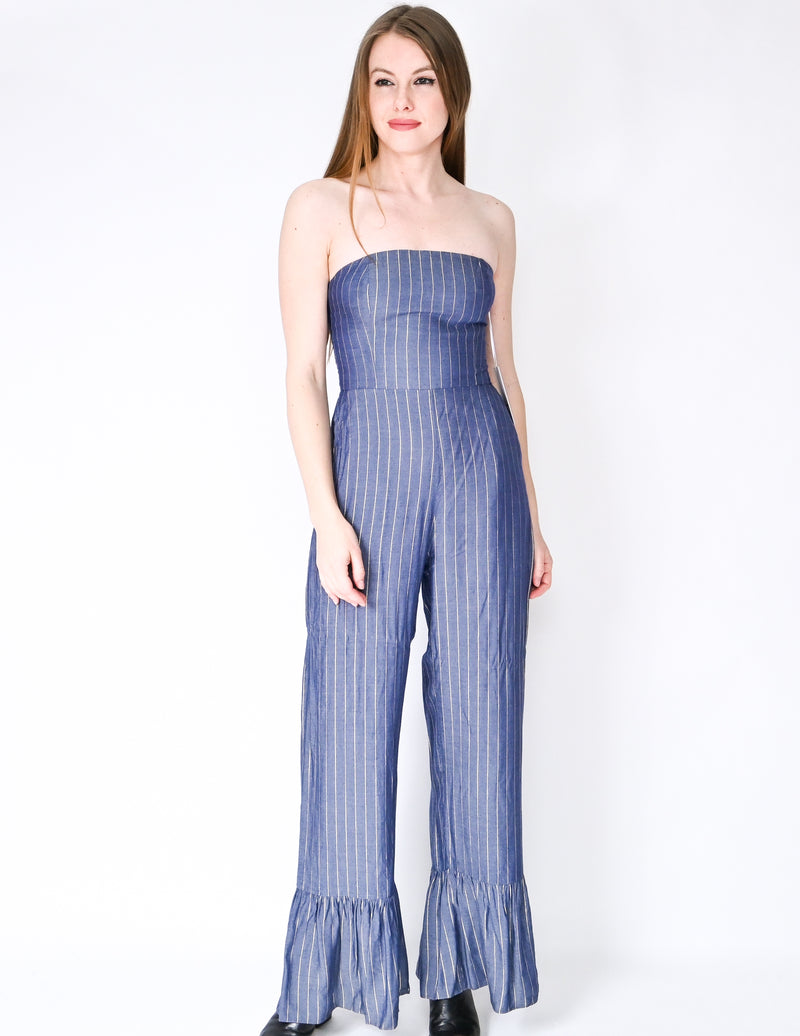 AMANDA UPRICHARD Metallic Striped Ebony Jumpsuit (Size S)