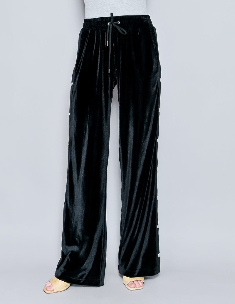 LOVE MOSCHINO Black Velvet Side Snaps Pants NWT (US 8)