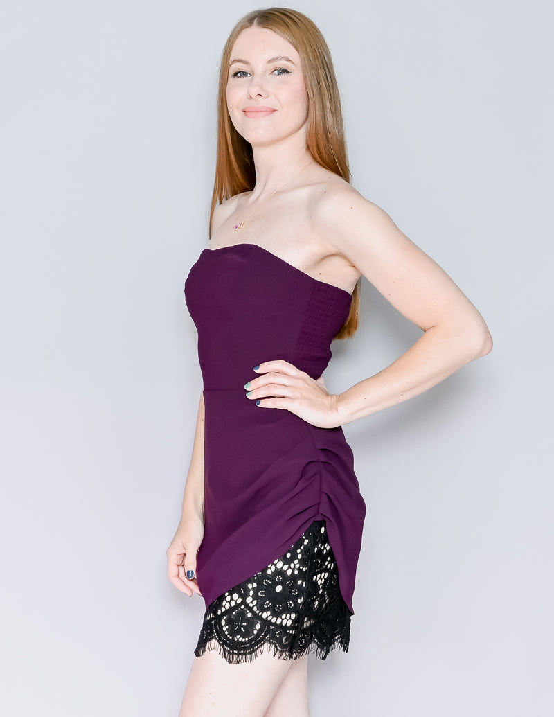 AMANDA UPRICHARD Purple Devyn Strapless Dress (S)