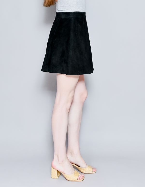 ALICE + OLIVIA Leather Suede Pleated Mini Skirt NWT (6)