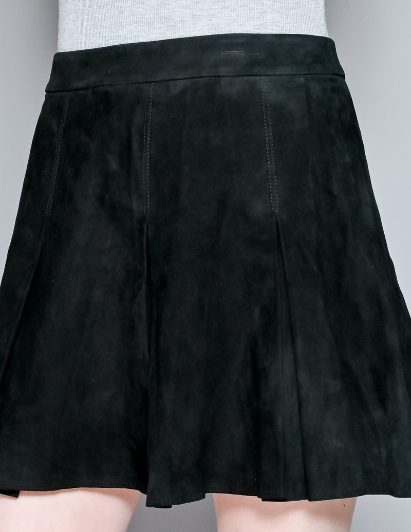 ALICE + OLIVIA Leather Suede Pleated Mini Skirt NWT (6)
