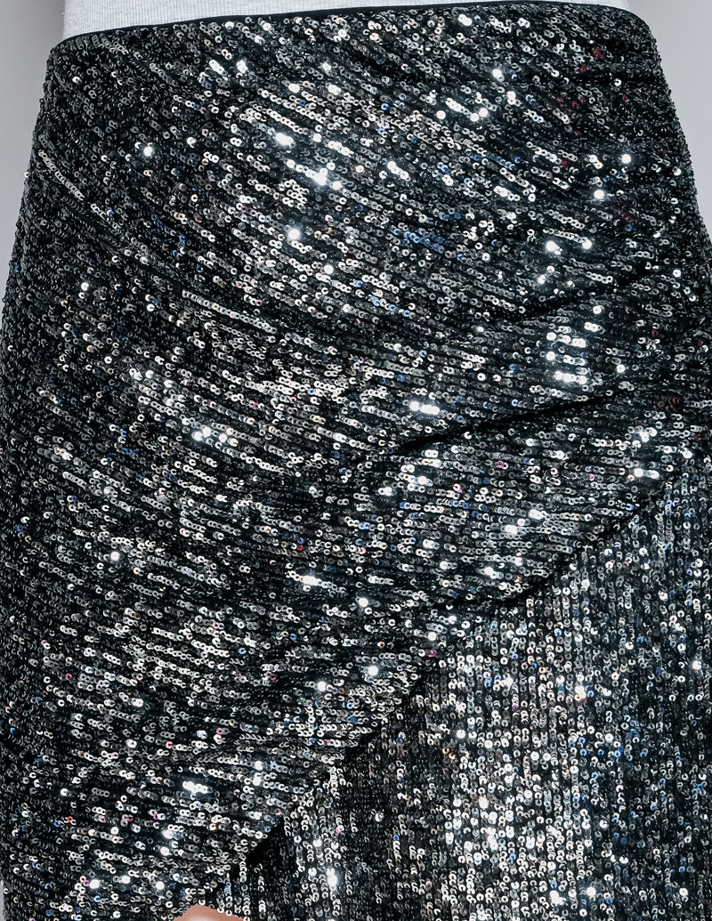ALICE + OLIVIA Fidela Sequin Draped Mini Skirt (6)