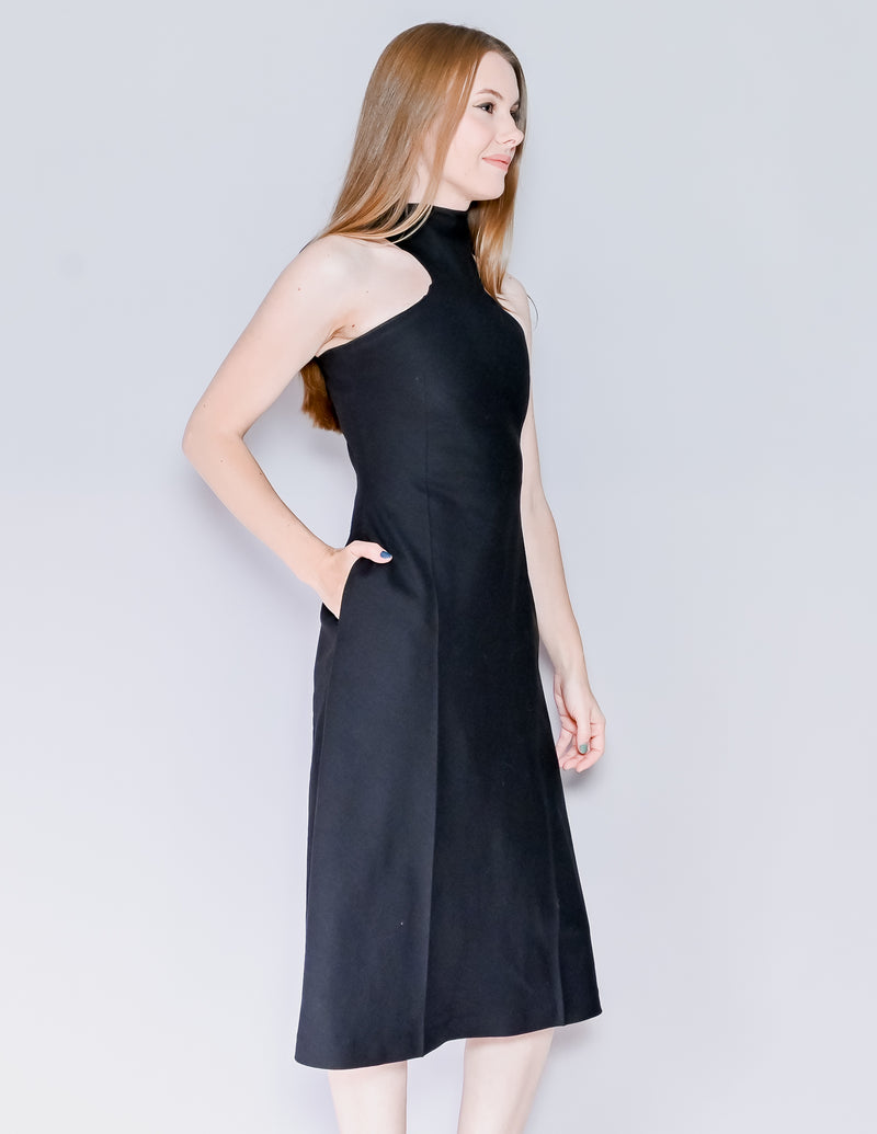 GIA STUDIOS Black High-Neck Midi Dress (S)