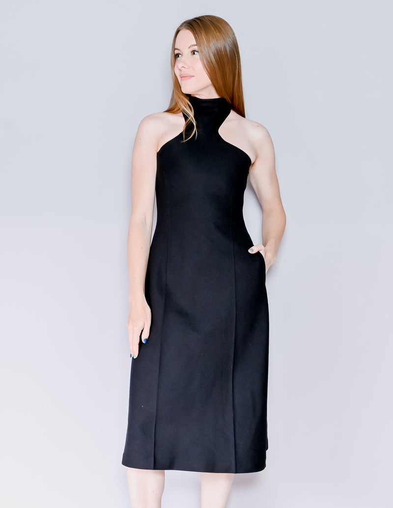 GIA STUDIOS Black High-Neck Midi Dress (S)