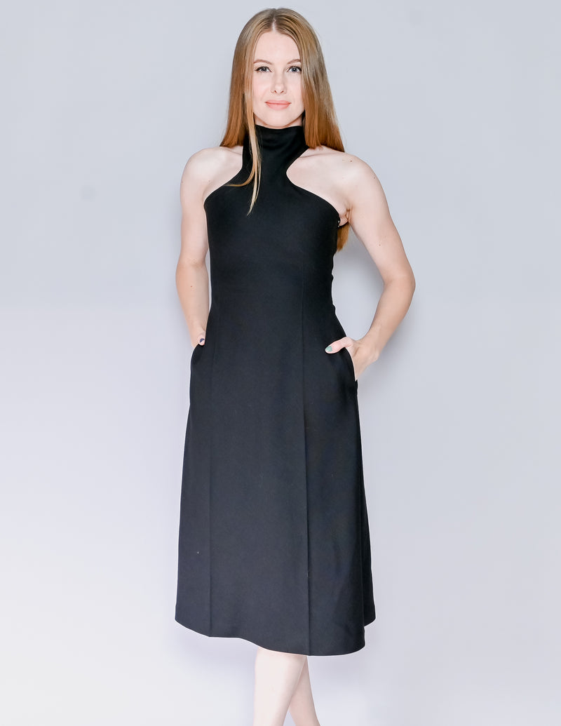 GIA STUDIOS Black High-Neck Midi Dress (S)