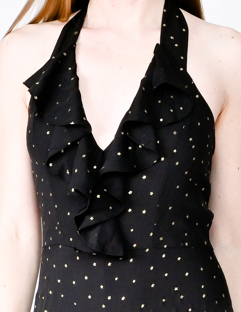 AMANDA UPRICHARD Moonlight Gold Star Ruffle Jumpsuit (Size S)