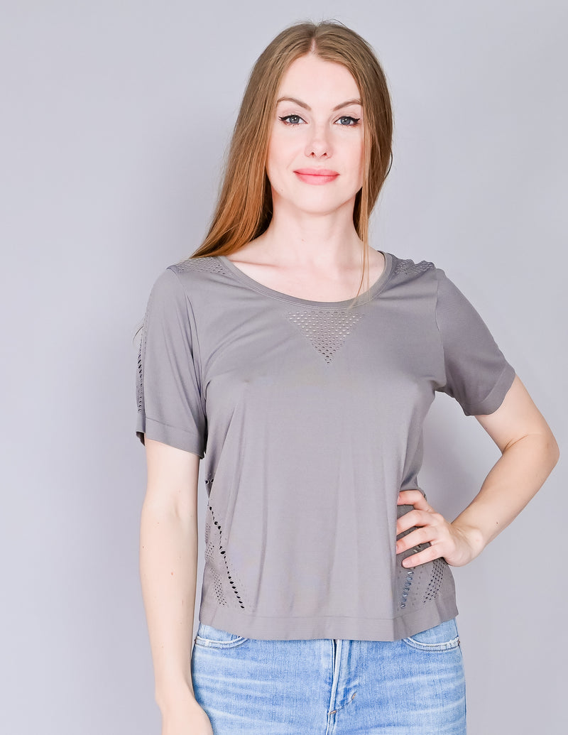 VARLEY Levinson Gray Eyelet T-Shirt (S)