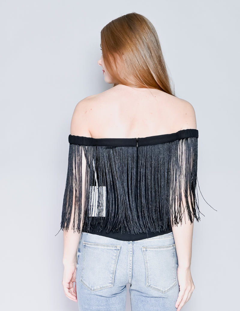 AMANDA UPRICHARD Off-Shoulder Fringe Top NWT (S)