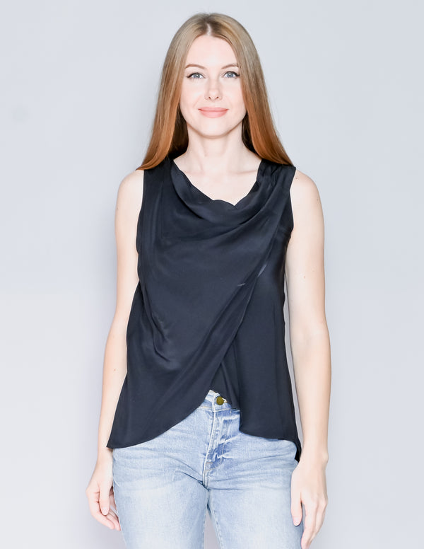AMANDA UPRICHARD Black Cowl-Neck Sleeveless Top NWT (S)