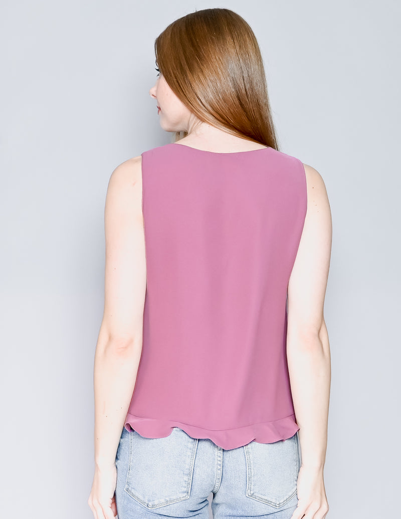 AMANDA UPRICHARD Mauve Ruffle Sleeveless Top NWT (S)