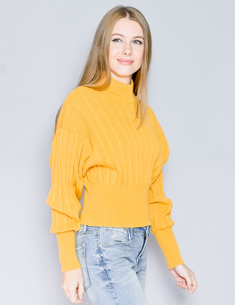 WILFRED Aritzia Yellow Icalma Ribbed Sweater (XS)