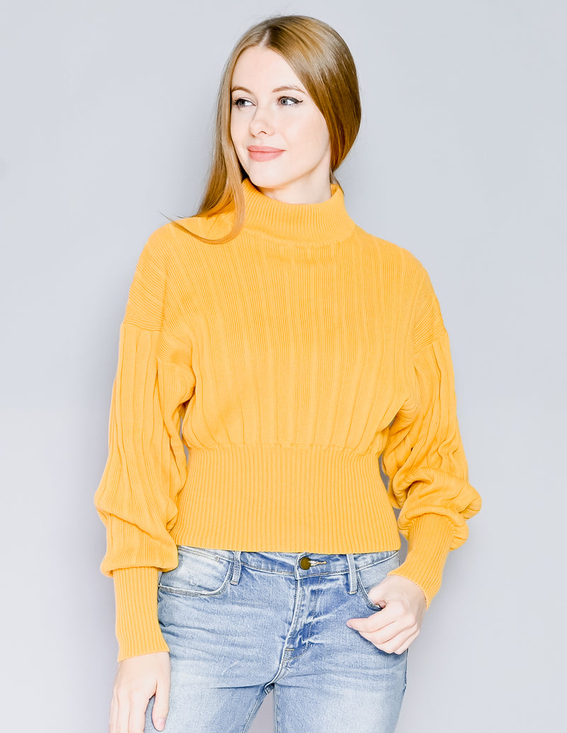WILFRED Aritzia Yellow Icalma Ribbed Sweater (XS)