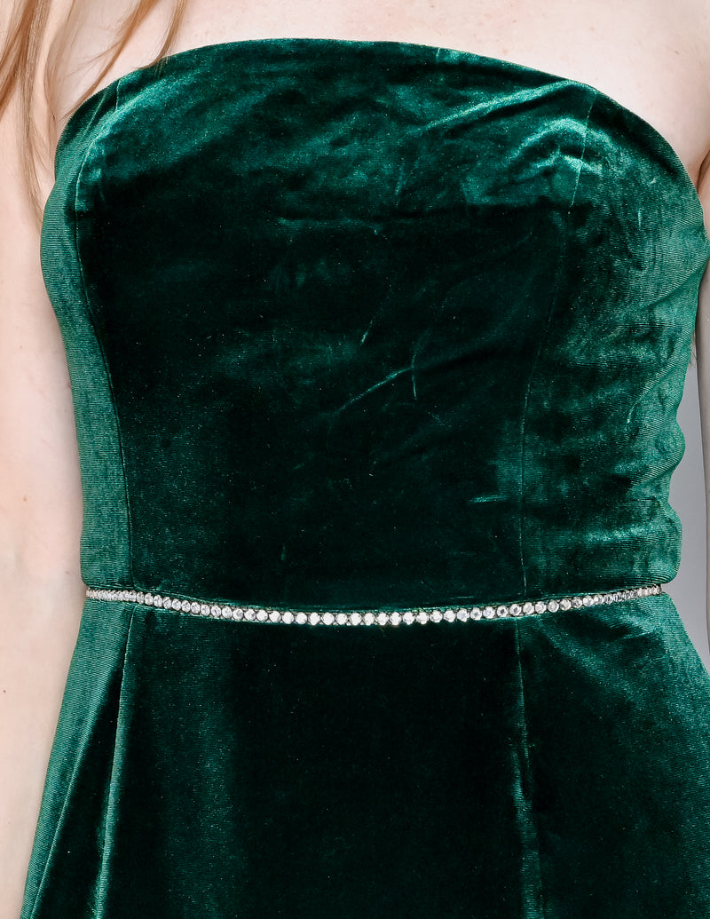 AMANDA UPRICHARD Velvet Green Strapless Mini Dress (S)