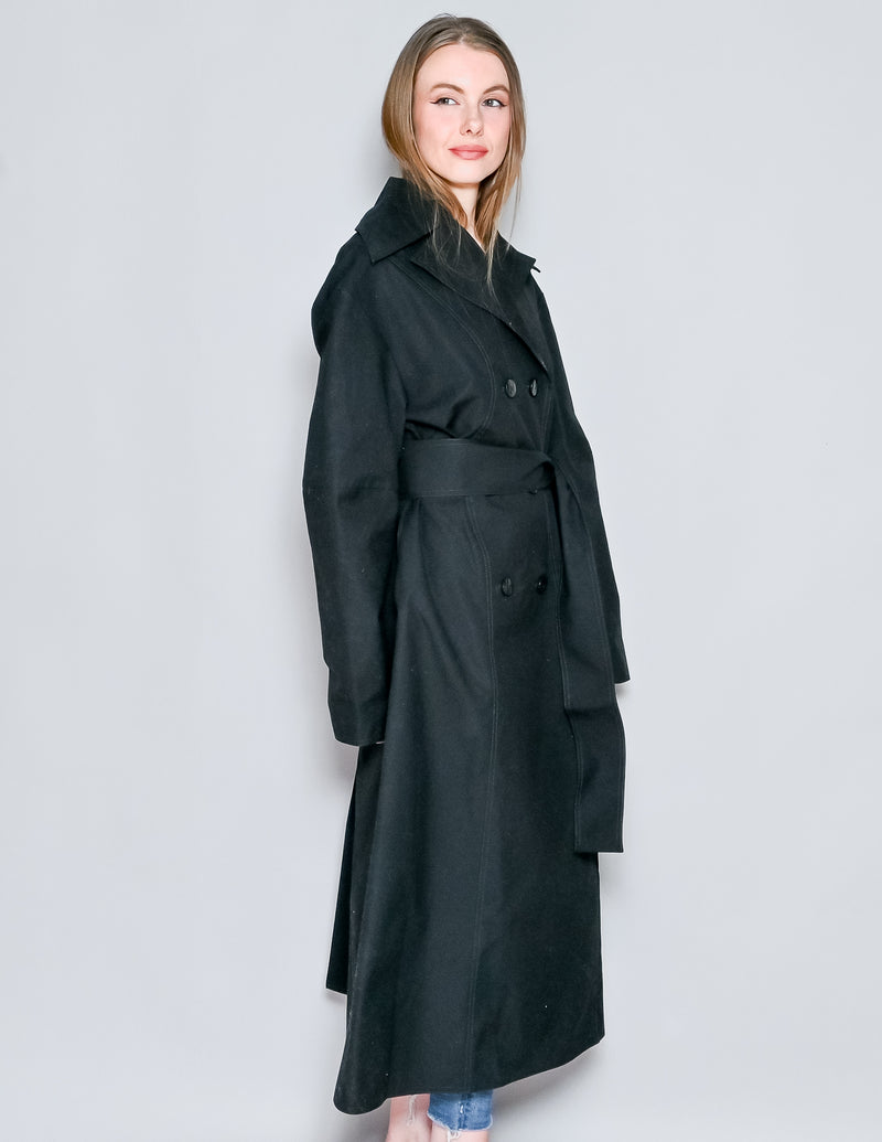 NYNNE Reina Black Waxed Cotton Trench Coat NWT (US 4)