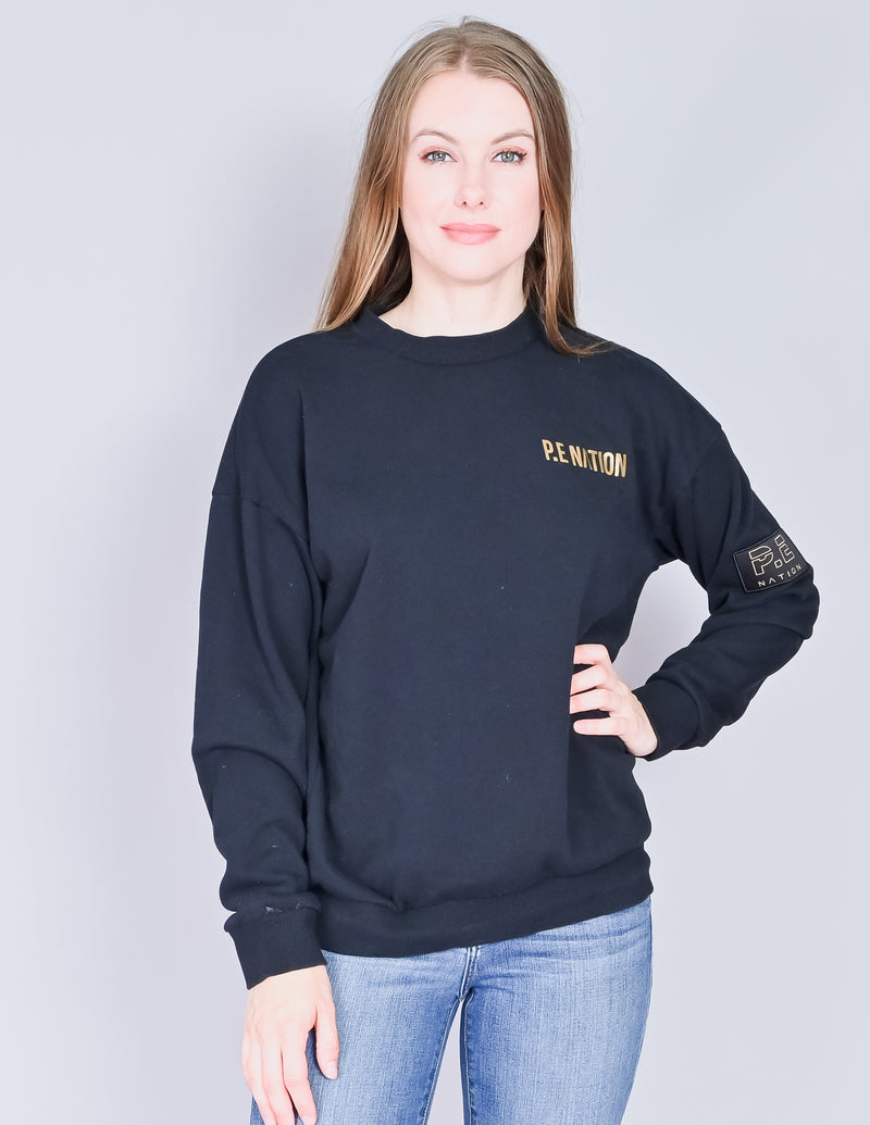 P.E. NATION Black Gold Crew Sweatshirt (S)