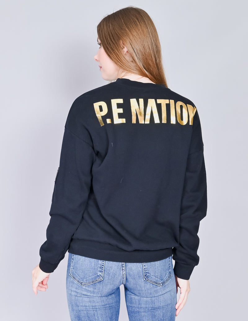 P.E. NATION Black Gold Crew Sweatshirt (S)