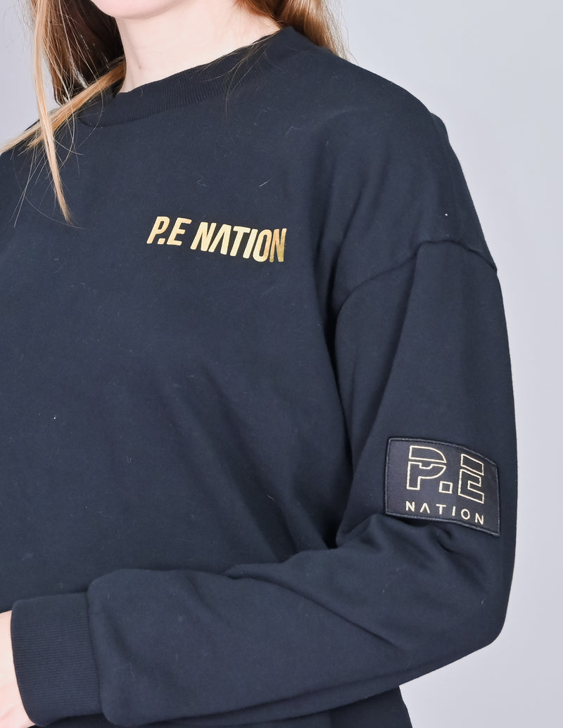 P.E. NATION Black Gold Crew Sweatshirt (S)