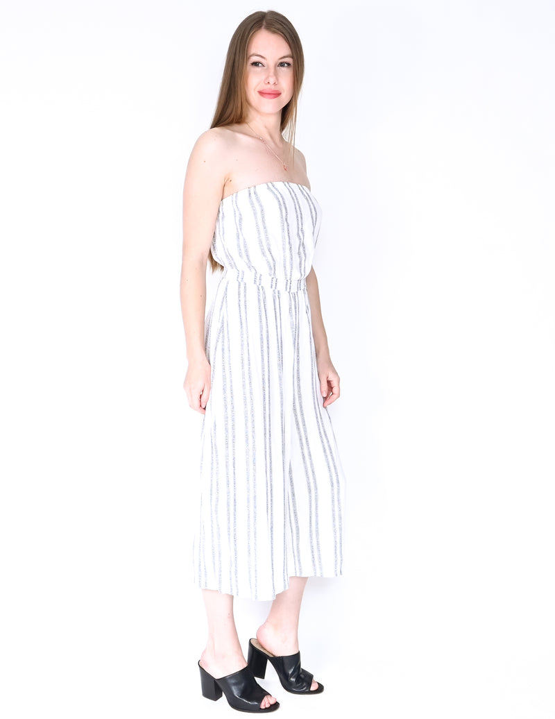 SILENCE & NOISE Striped Strapless Cropped Jumpsuit (SIze S)