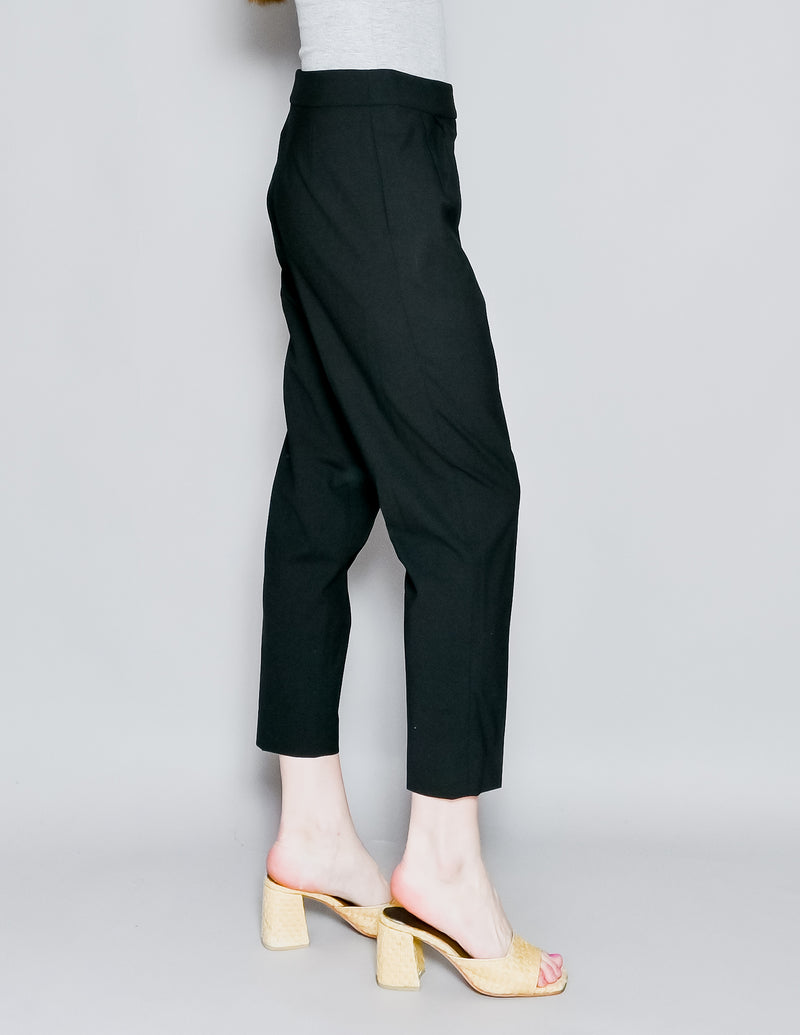 ST. JOHN Draped Stretched Wool Black Pants (4)