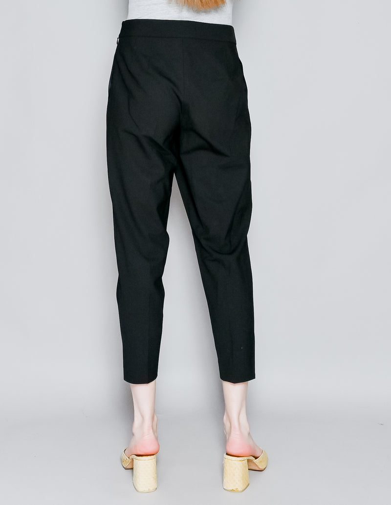 ST. JOHN Draped Stretched Wool Black Pants (4)