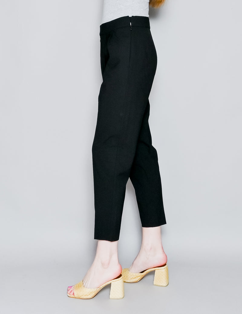 ST. JOHN Draped Stretched Wool Black Pants (4)